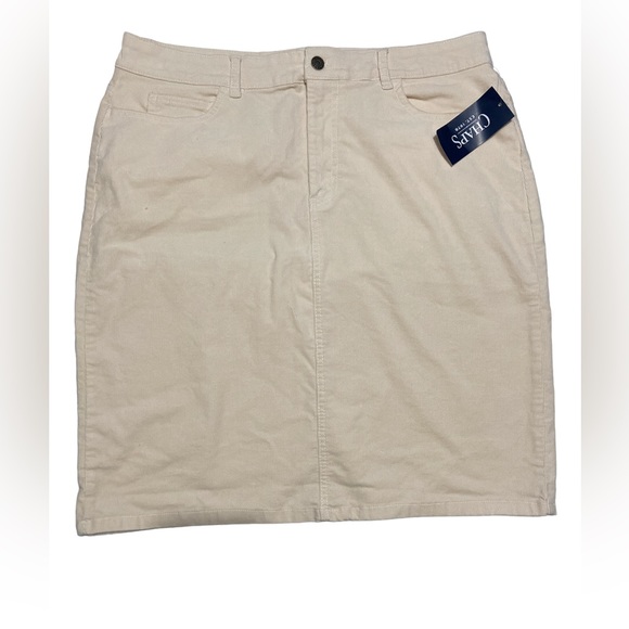 Chaps Dresses & Skirts - New Chaps Womens corduroy off white skirt /button front pockets /front & back